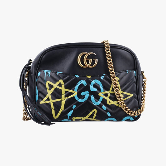 GUCCI GG Marmont Black x Multicolor Leather 443499E020354803 Shoulder Bag