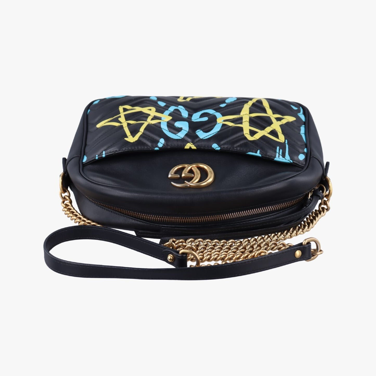 GUCCI GG Marmont Black x Multicolor Leather 443499E020354803 Shoulder Bag