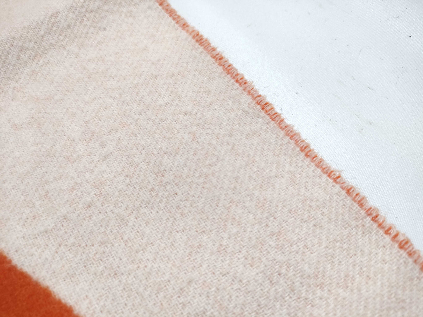 HERMES Cashmere Stole Orange/White Scarf