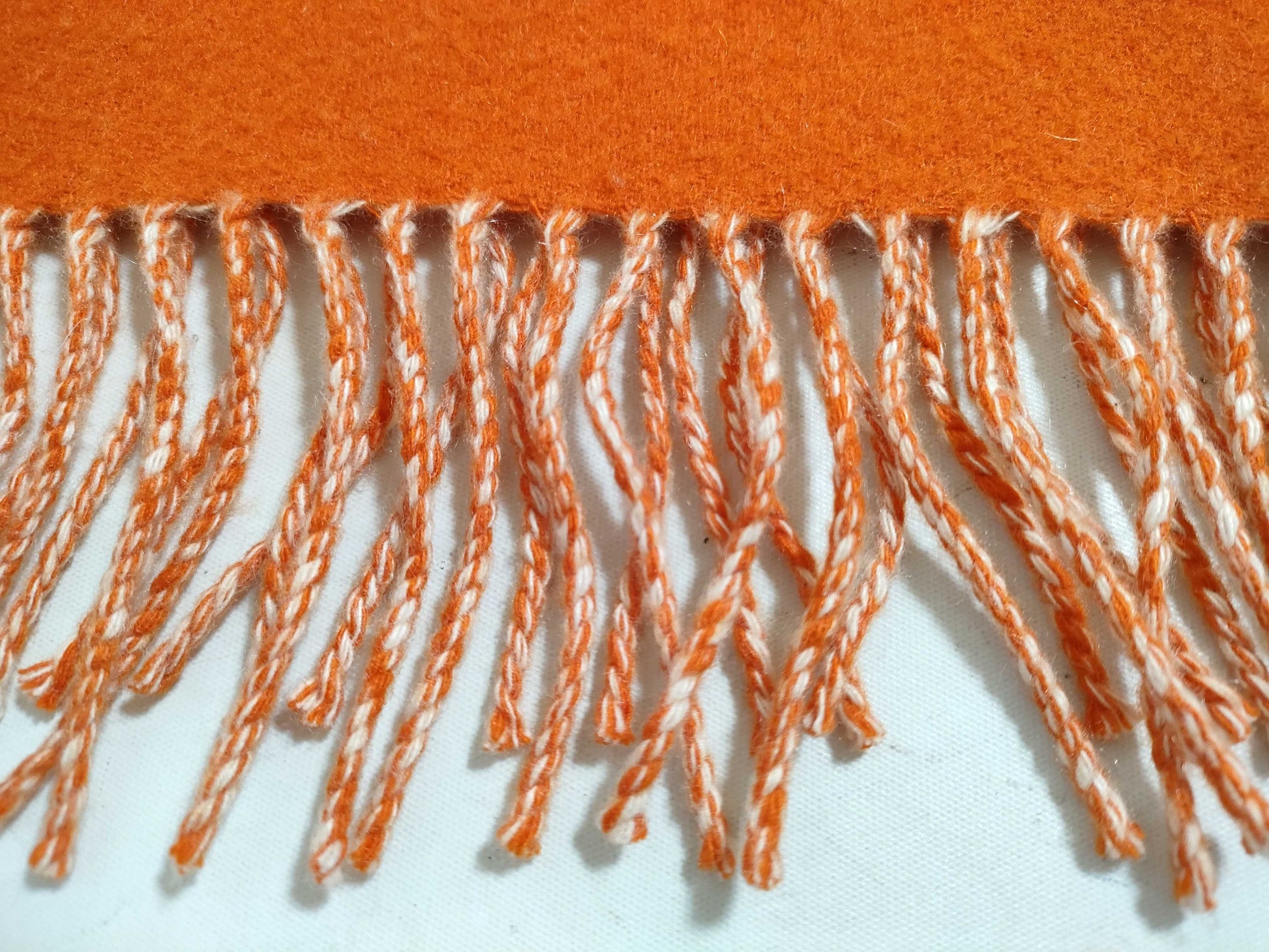 HERMES Cashmere Stole Orange/White Scarf