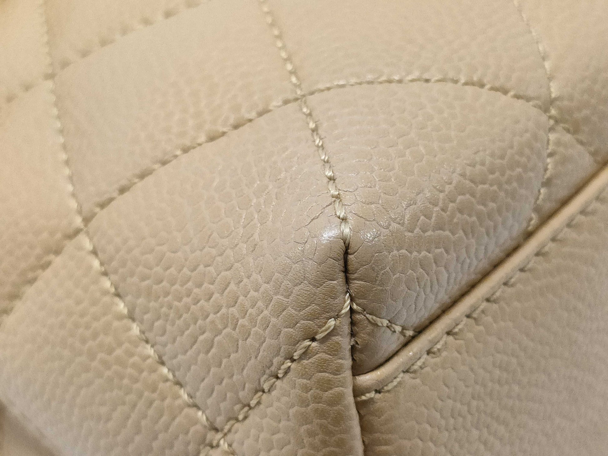 CHANEL Matelasse Coco Handle Handbag in Beige Caviar Leather 8422286