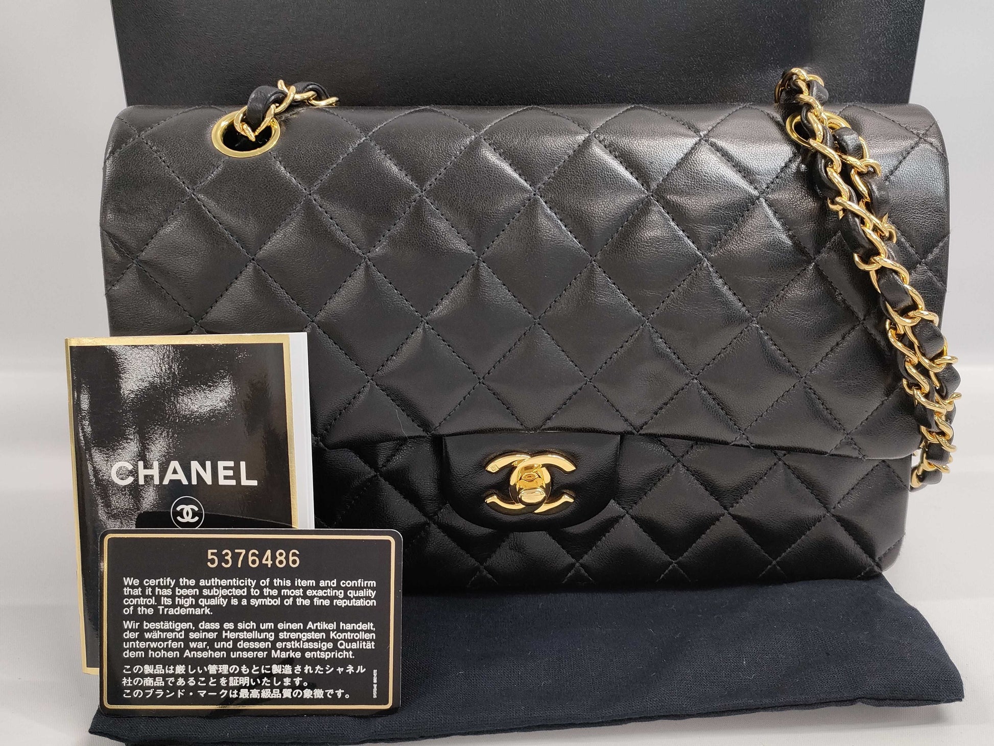 CHANEL Matelasse 25 Double Flap Chain Shoulder Bag, Lambskin, Gold Hardware, Coco Mark, 6376486