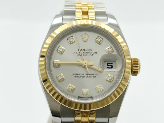 ROLEX 179173G 95K08847 Silver Dial Women's Watch