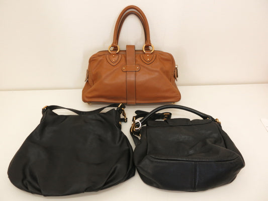 MARC BY MARC JACOBS MARC JACOBS Marc Jacobs 3-point leather PVC 2-way handbag in beige and black
