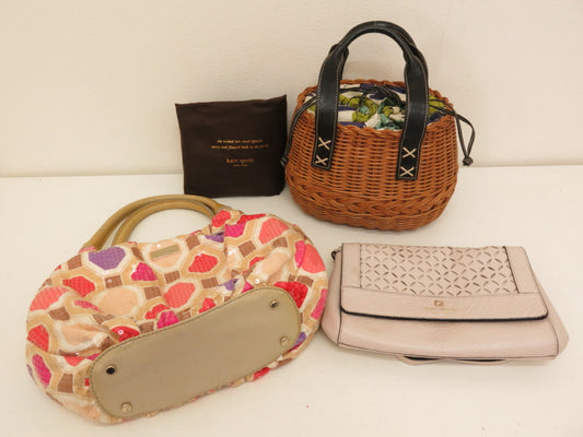 Kate Spade Kate Spade Kate Spade 3-Piece Set Leather Nylon Basket Shoulder Handbag Bag