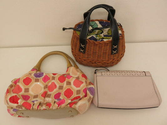 Kate Spade Kate Spade Kate Spade 3-Piece Set Leather Nylon Basket Shoulder Handbag Bag