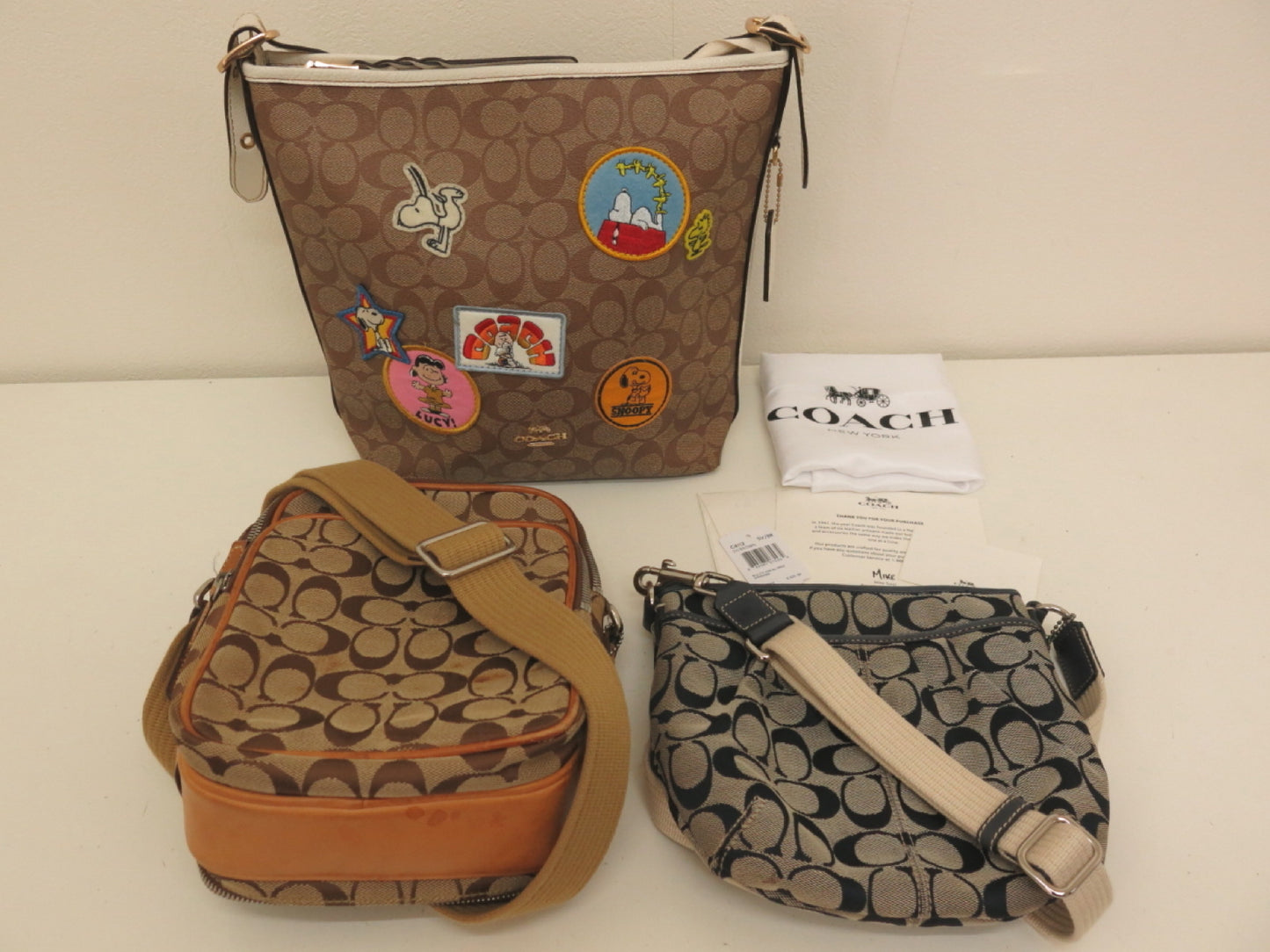 COACH COACH 3-Point Signature Leather Canvas PVC Shoulder Bag