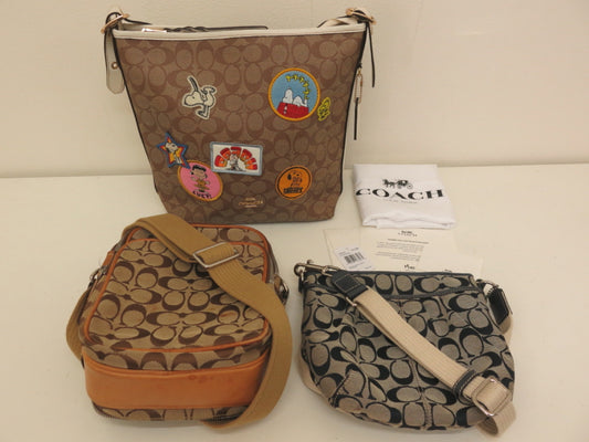 COACH COACH 3-Point Signature Leather Canvas PVC Shoulder Bag