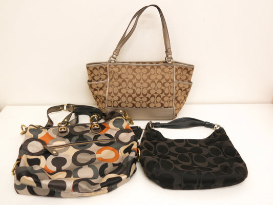 COACH COACH 3-Point Signature Leather Canvas Nylon Shoulder/Hand 2-Way Tote Bag