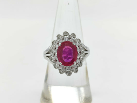 Colored Stone 3.10ct D0.72ct 750 11.0g Ring