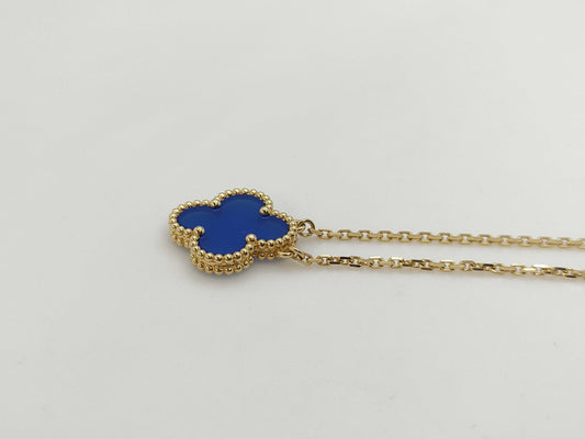 Van Cleef&Arpels Vintage Alhambra Blue Agate AU750 5.2g Necklace