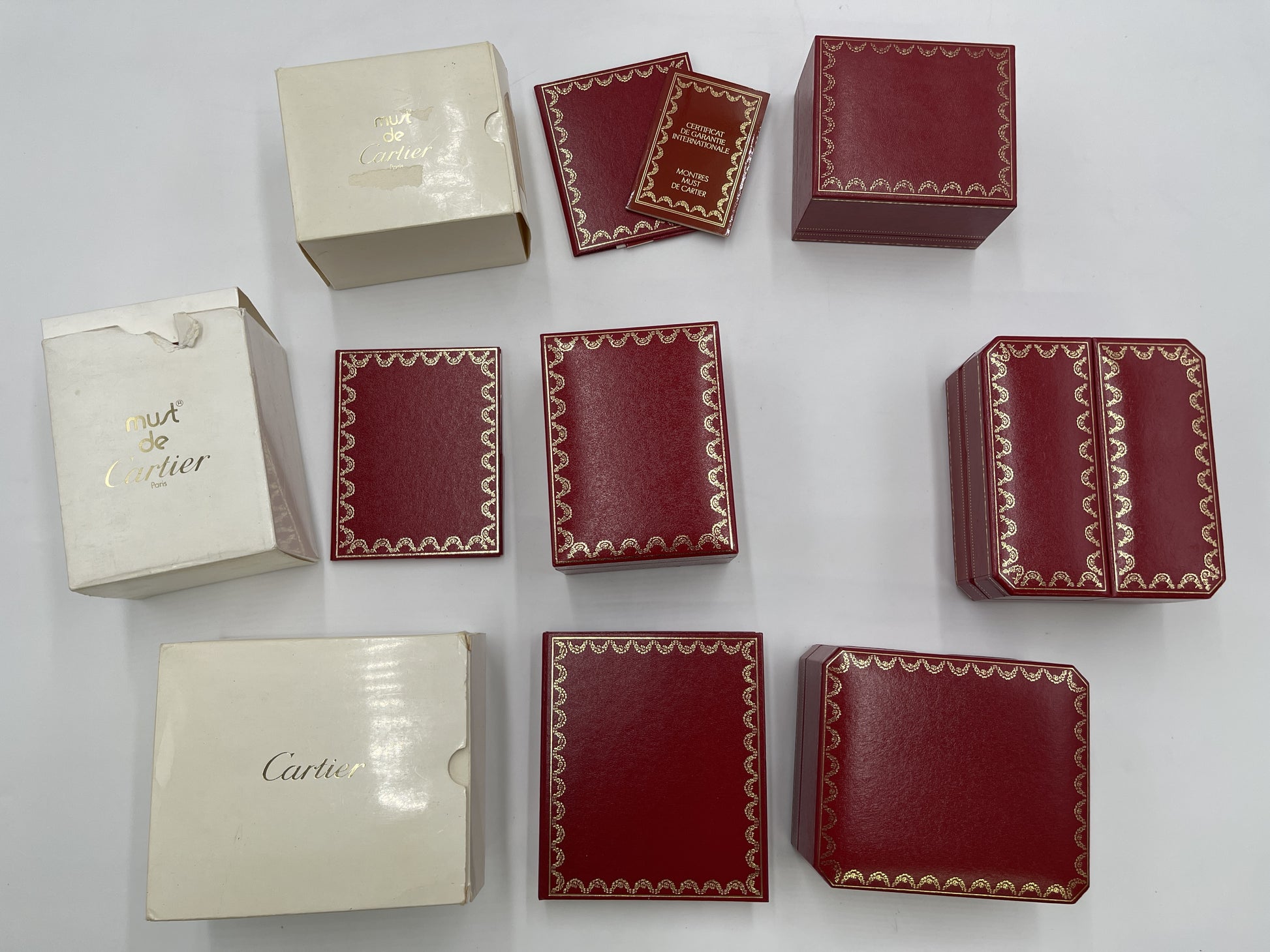 Cartier Vermeil Must Santos Empty Box with Guarantee Card Set of 4 Women's Watches