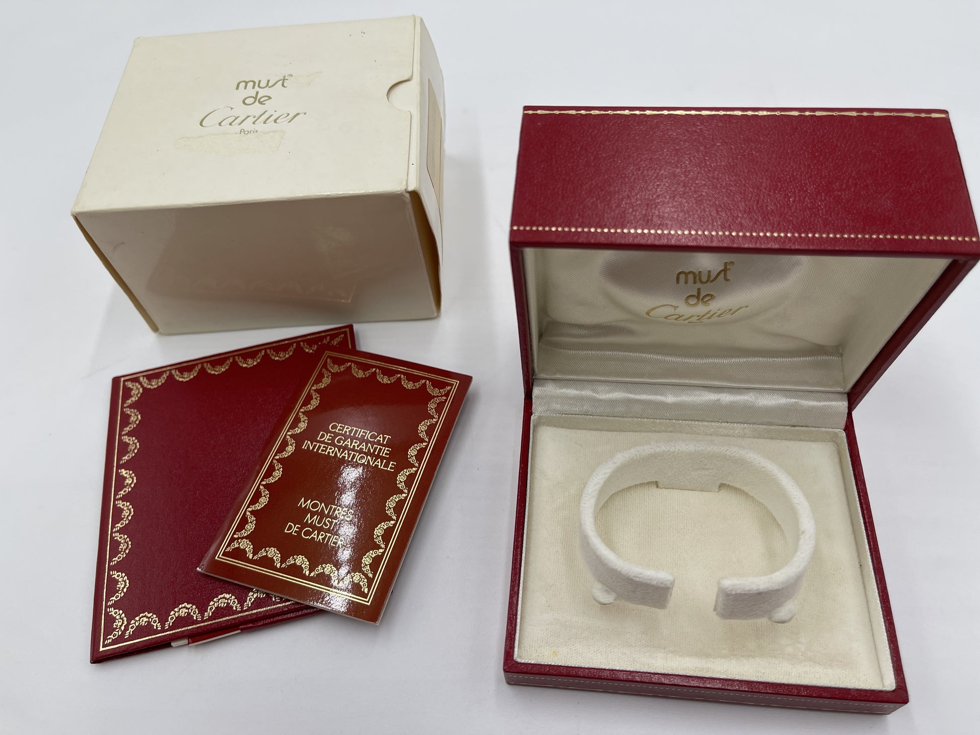 Cartier Vermeil Must Santos Empty Box with Guarantee Card Set of 4 Women's Watches