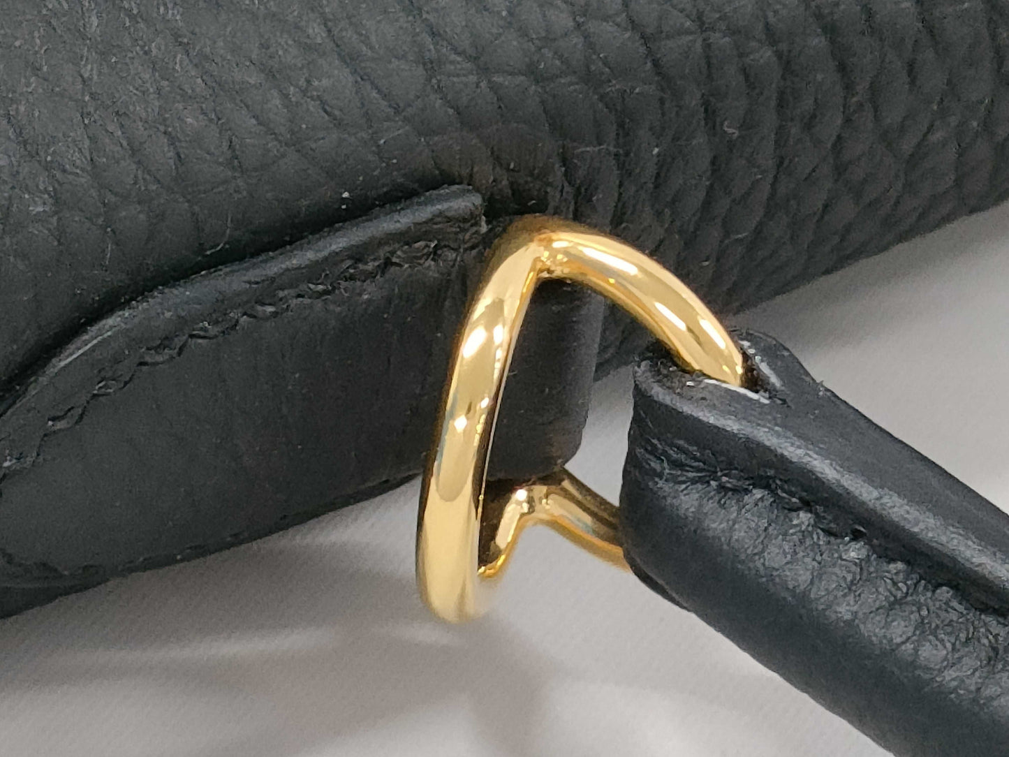 HERMES Kelly 25 Togo Black GP W Stamp Handbag