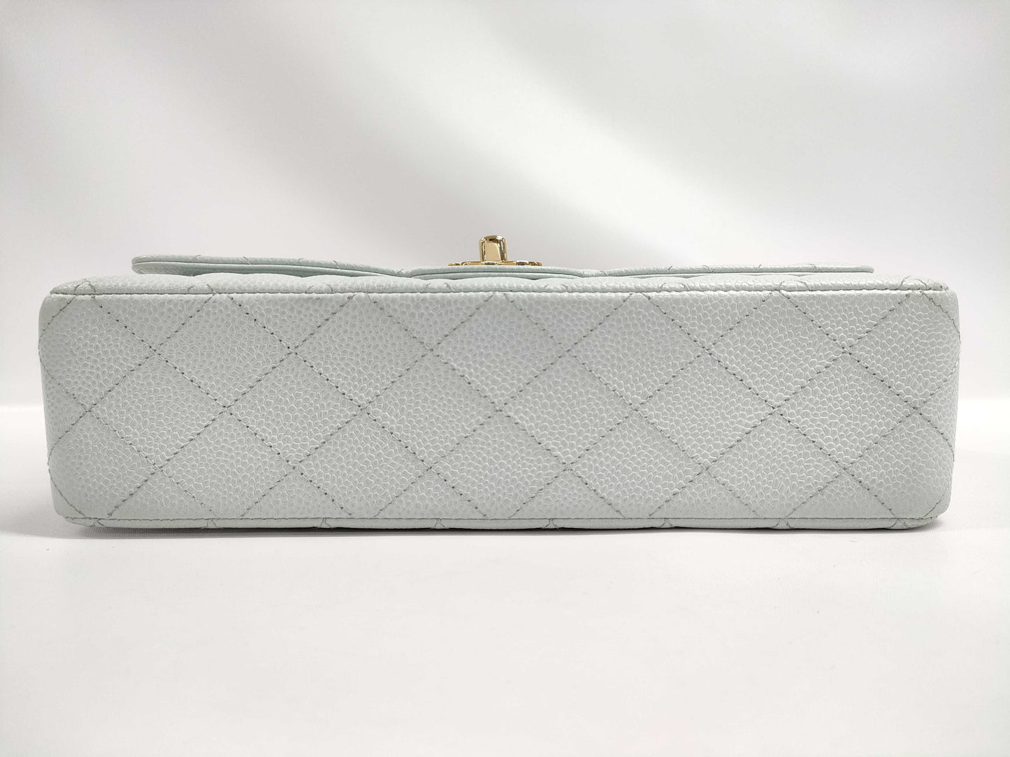 CHANEL Double Flap Caviar Ice Blue GP Shoulder Bag