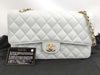 CHANEL Double Flap Caviar Ice Blue GP Shoulder Bag