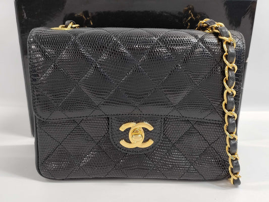 CHANEL Minimato Lizard Black GP Shoulder Bag