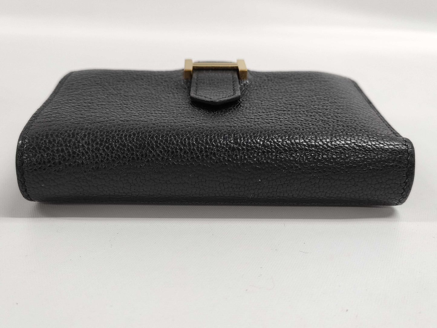 HERMES Bearn Combination Chevre Black GP B Stamped Wallet