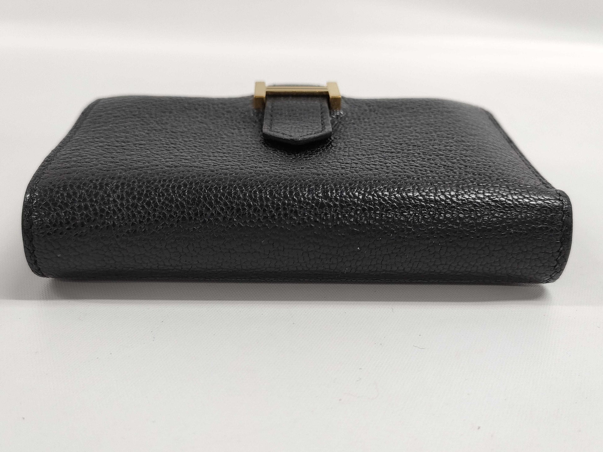 HERMES Bearn Combination Chevre Black GP B Stamped Wallet