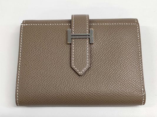 HERMES Bearn Combination Epsom Leather Stainless Steel Wallet with Z Stamp