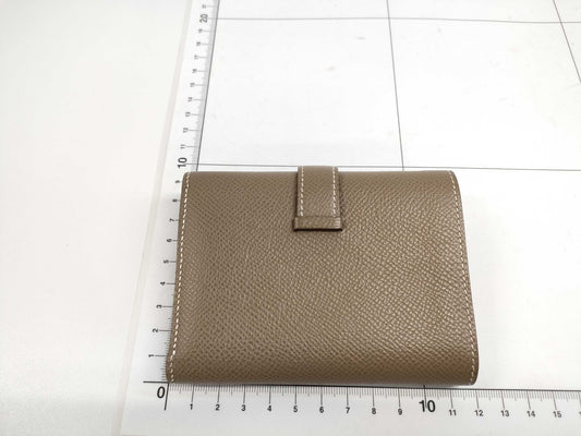 HERMES Bearn Combination Epsom Leather Stainless Steel Wallet with Z Stamp