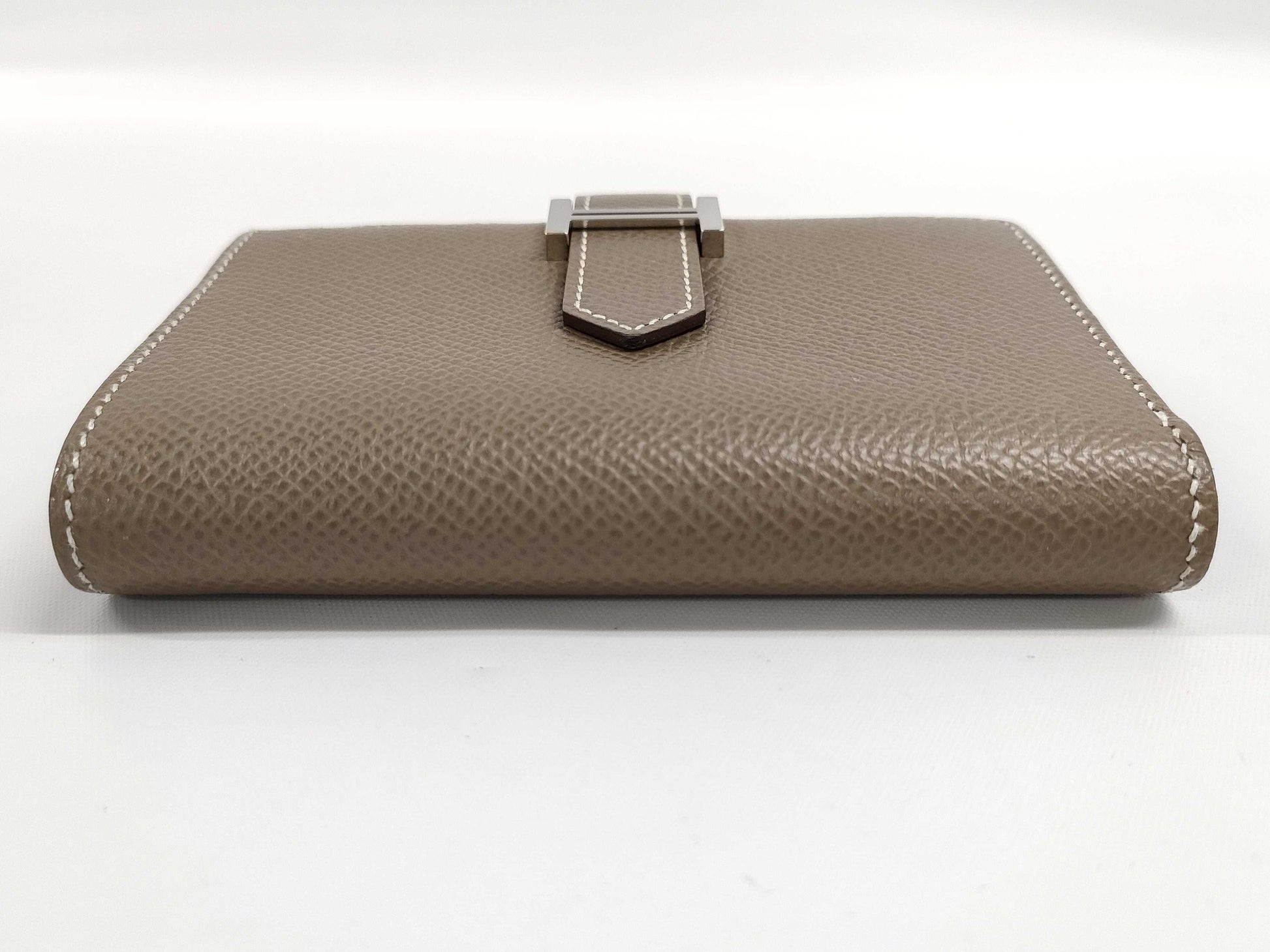 HERMES Bearn Combination Epsom Leather Stainless Steel Wallet with Z Stamp