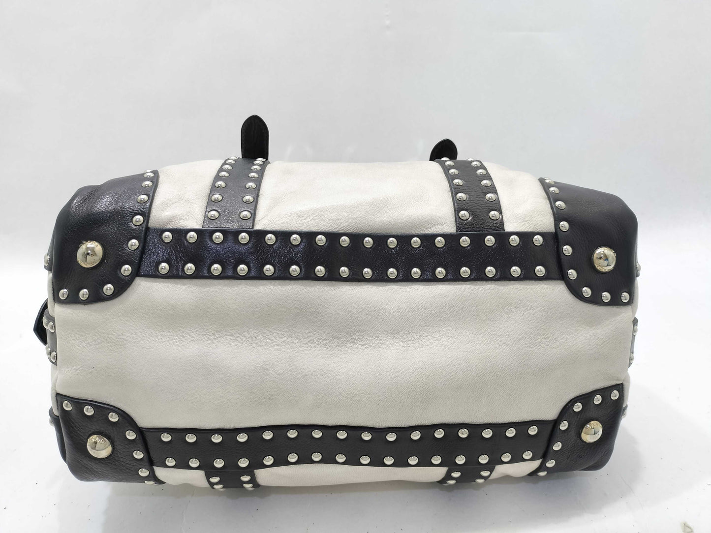 PRADA PRADA Prada Leather Studded Boston Handbag