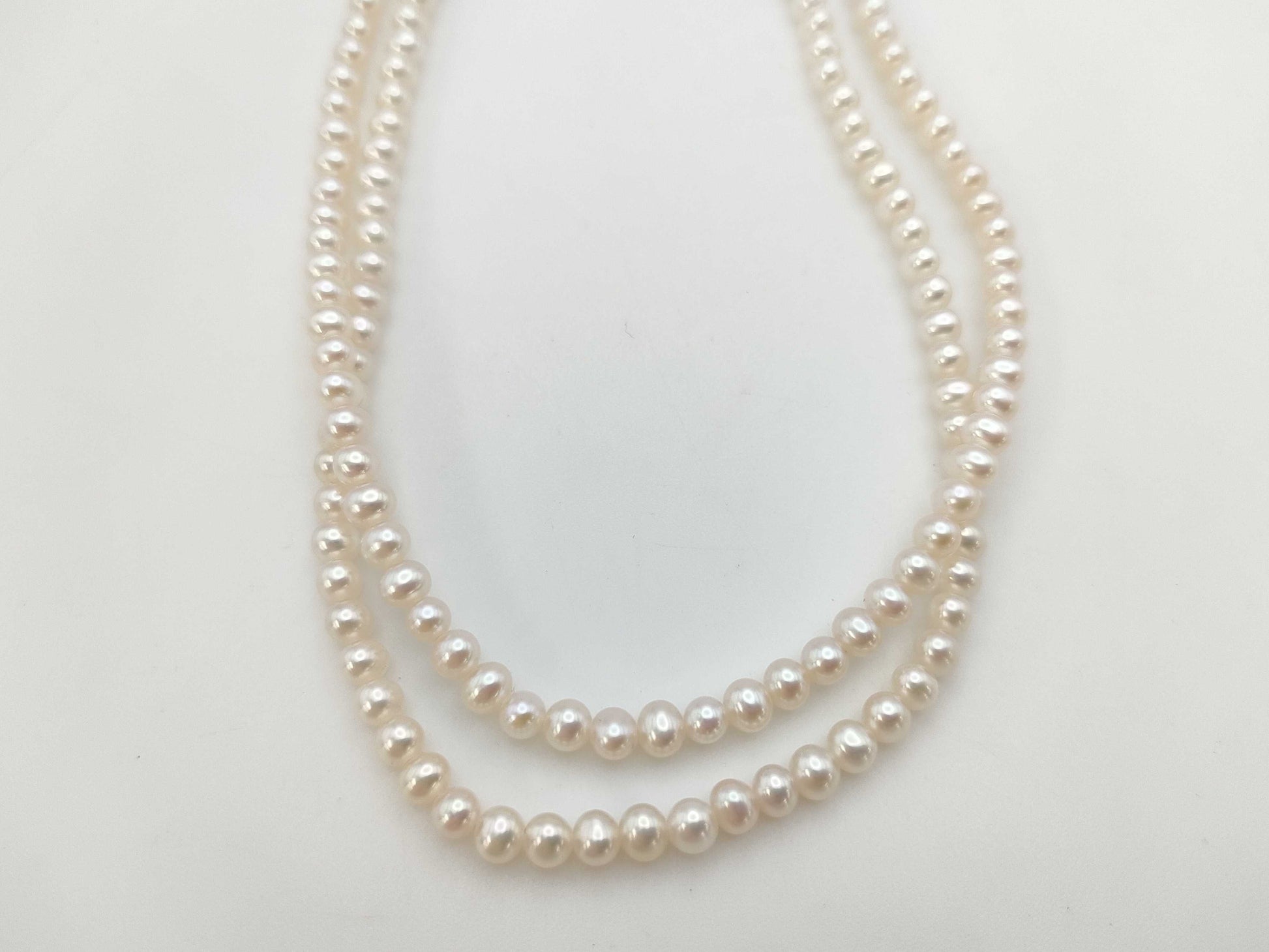 2-strand semi-round pearl diameter approx. 3.4-3.8mm K18 15.5g necklace