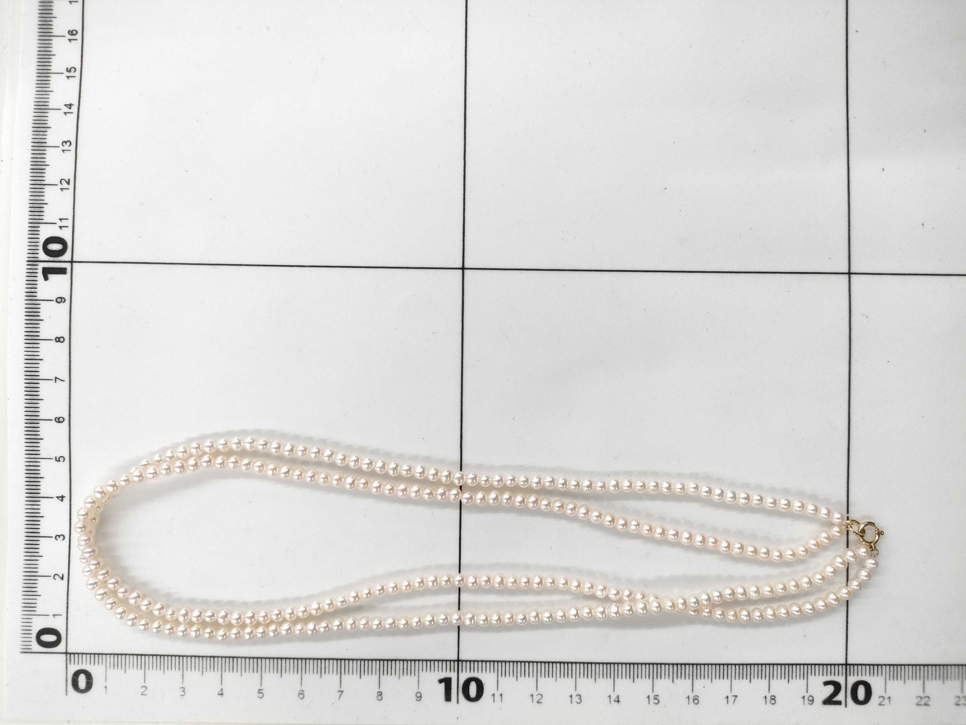 2-strand semi-round pearl diameter approx. 3.4-3.8mm K18 15.5g necklace