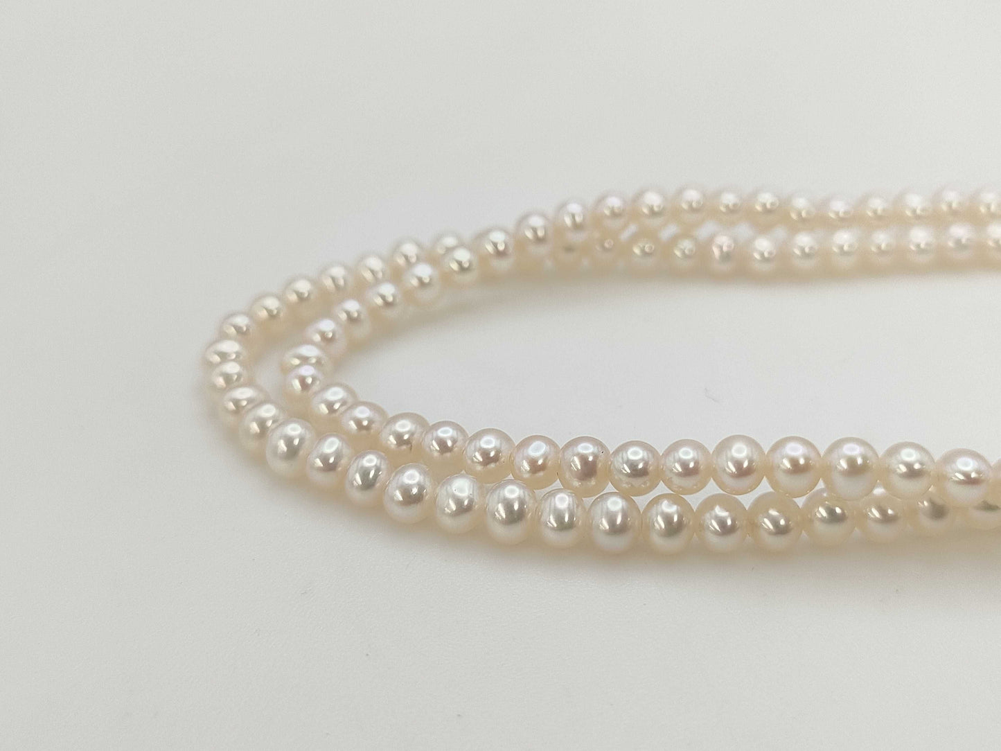 2-strand semi-round pearl diameter approx. 3.4-3.8mm K18 15.5g necklace