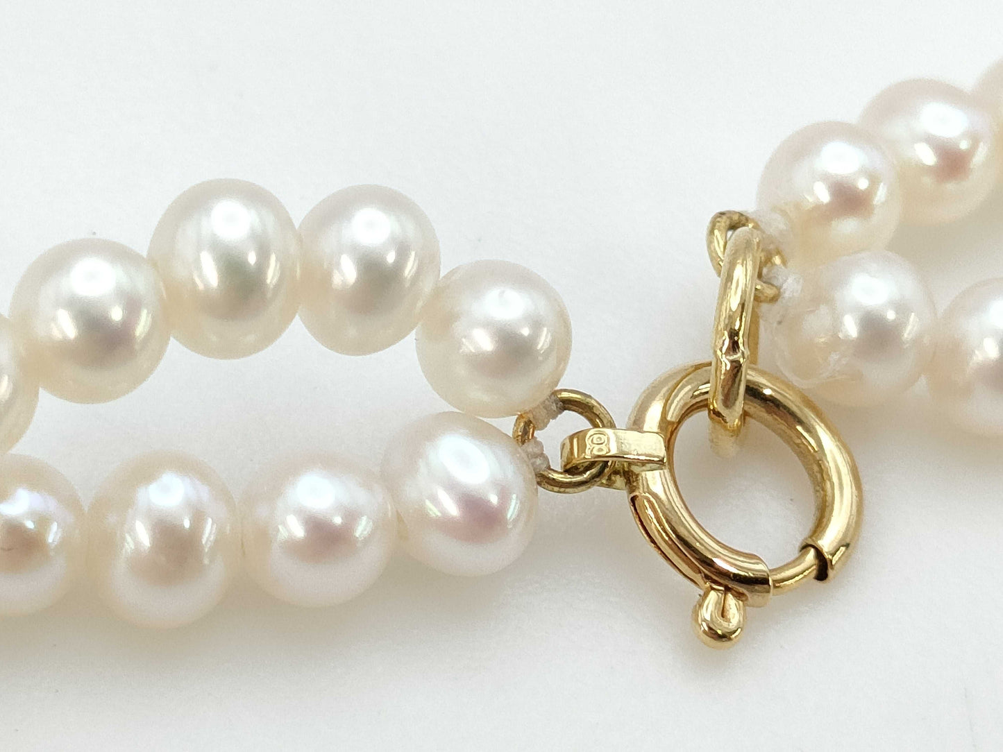 2-strand semi-round pearl diameter approx. 3.4-3.8mm K18 15.5g necklace