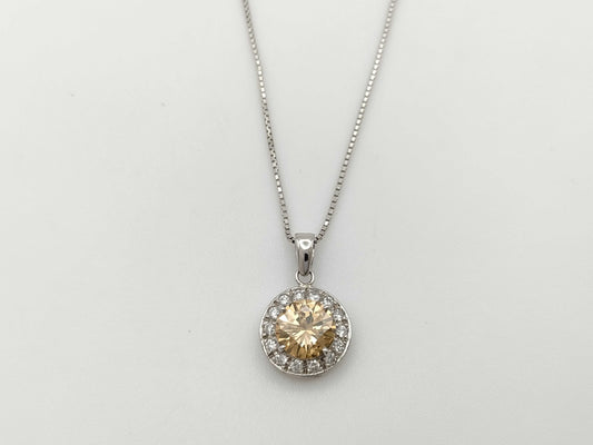 D1.15ct FD0.21ct PT900/850 3.9g Necklace
