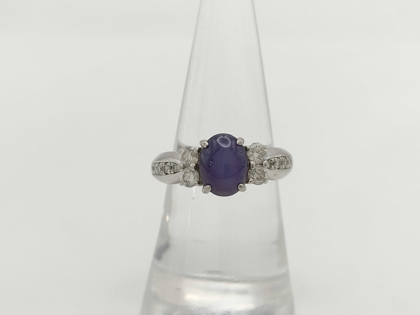 Violet Star Sapphire 2.14ct D0.48ct PT900 8.8g Ring