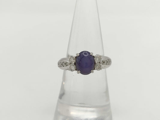 Violet Star Sapphire 2.14ct D0.48ct PT900 8.8g Ring