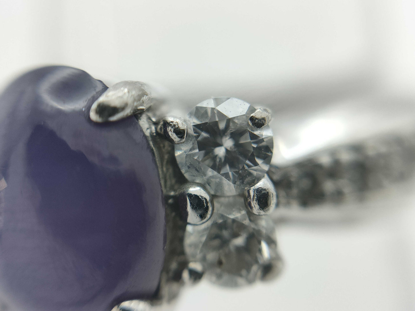 Violet Star Sapphire 2.14ct D0.48ct PT900 8.8g Ring