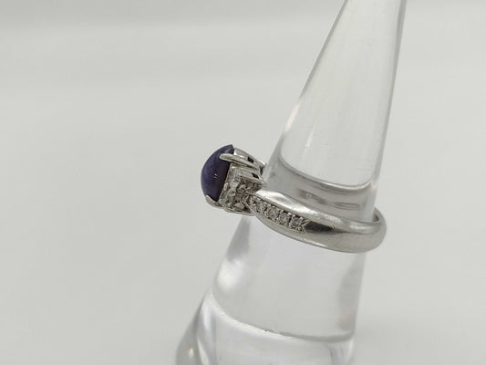 Violet Star Sapphire 2.14ct D0.48ct PT900 8.8g Ring