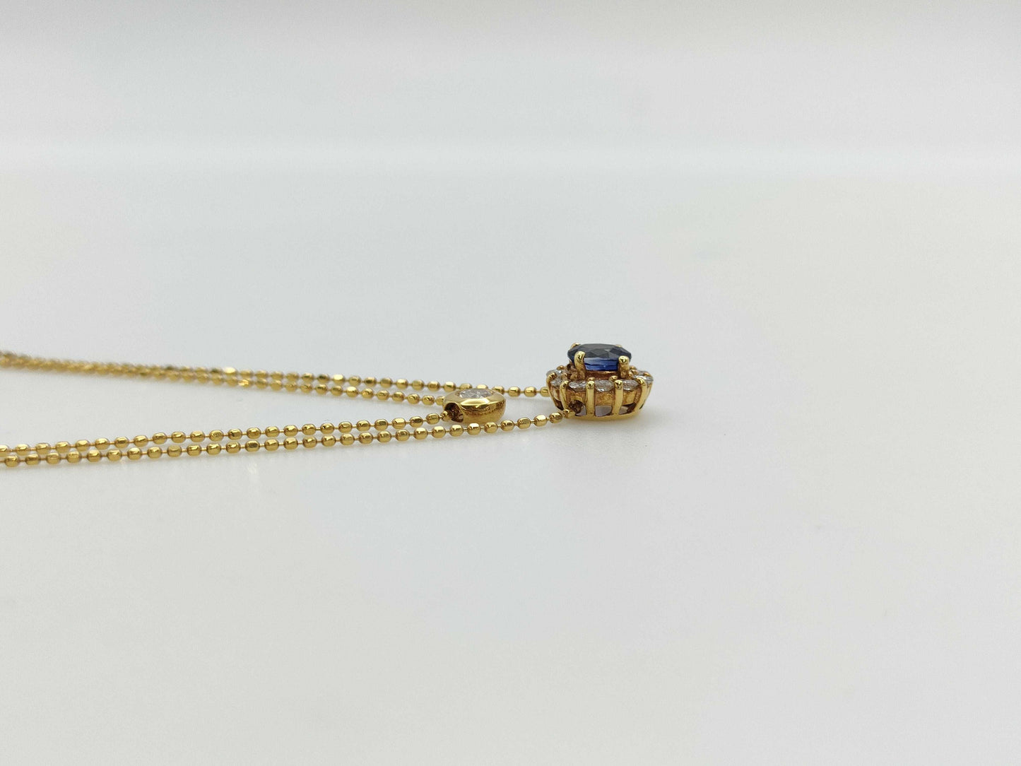 Sapphire Diamond 028 Engraved K18 2.6g Necklace