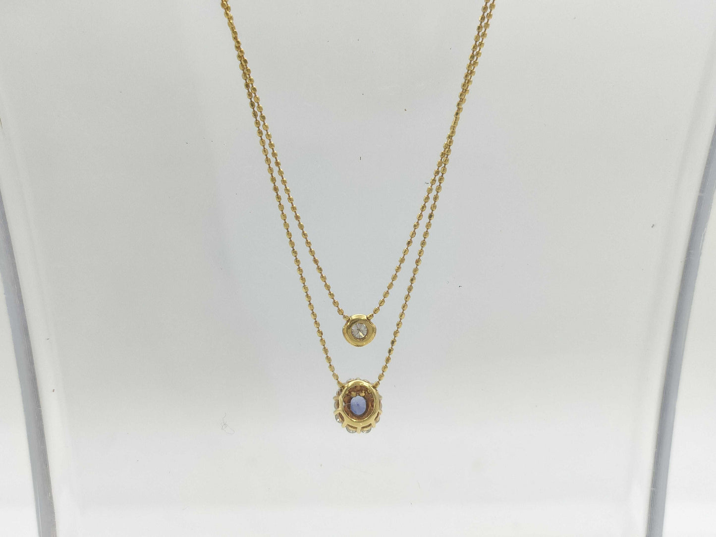 Sapphire Diamond 028 Engraved K18 2.6g Necklace