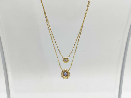Sapphire Diamond 028 Engraved K18 2.6g Necklace