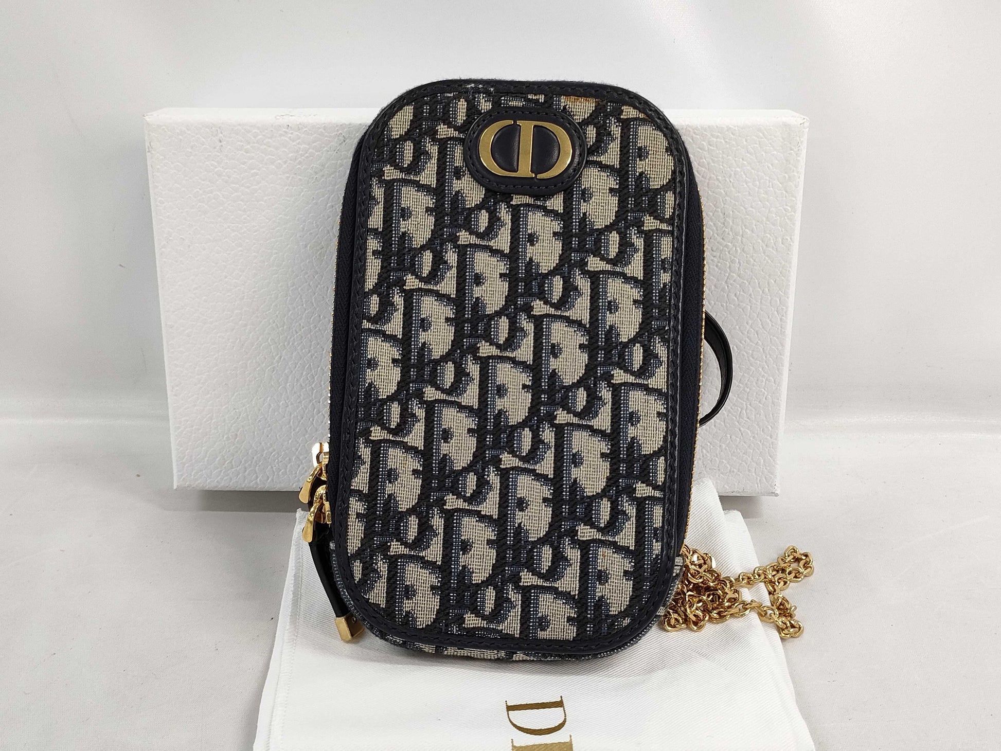 Dior Trotter Shoulder Bag with Pouch, Box and Chain