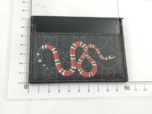 GUCCI GG Supreme GUCCI King Snake GG Supreme Card Case 451277 Black/Grey/Red Card Case, Pass Case, Business Card Holder