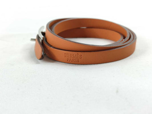 HERMES HERMES Api 3 Bracelet □J Orange/Silver Bracelet Bangle