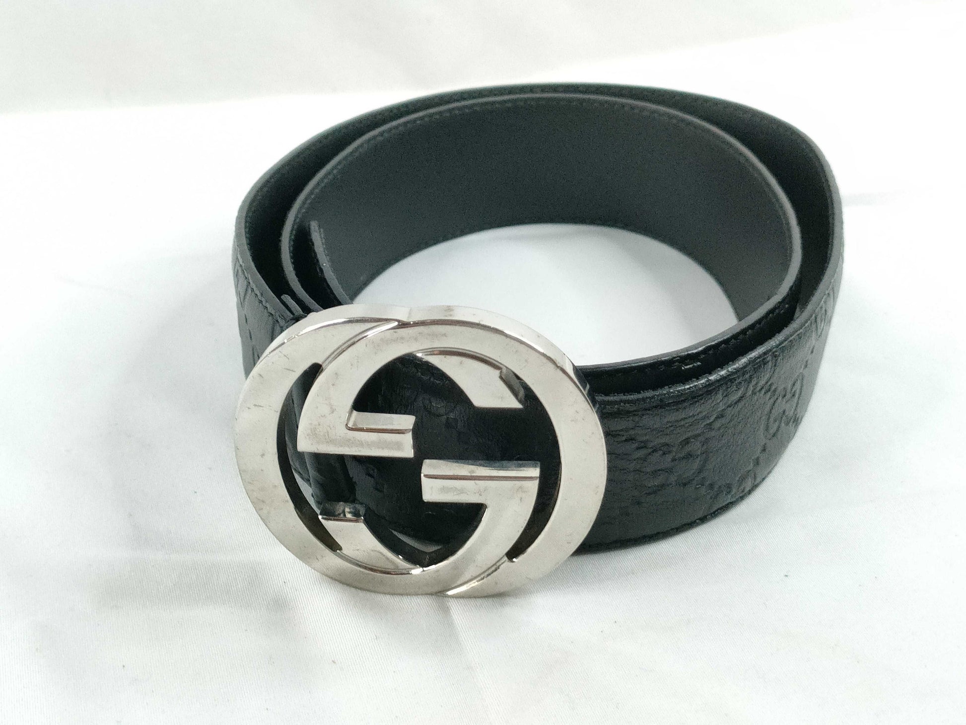 GUCCI Gucci Sima Gucci Sima Interlocking Belt 411924 85/34 Black Belt