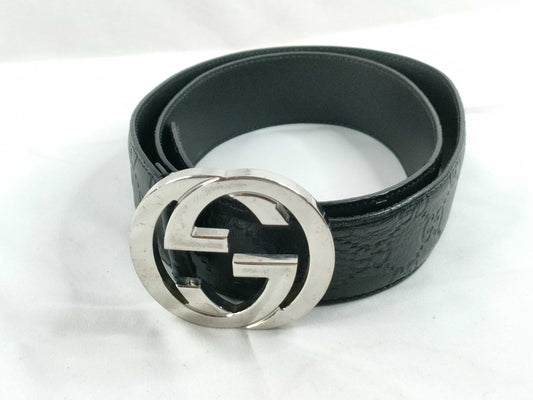 GUCCI Gucci Sima Gucci Sima Interlocking Belt 411924 85/34 Black Belt
