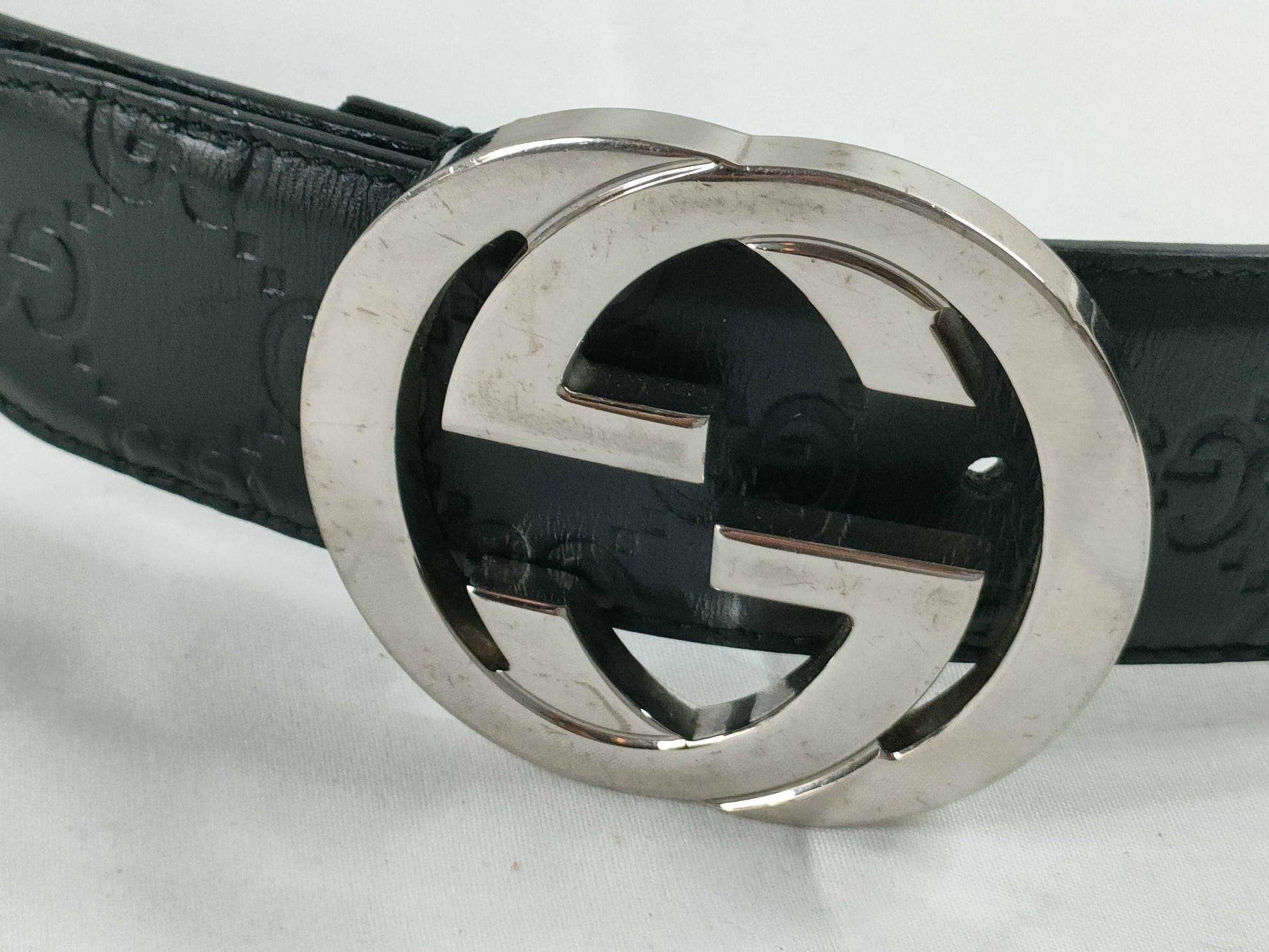 GUCCI Gucci Sima Gucci Sima Interlocking Belt 411924 85/34 Black Belt