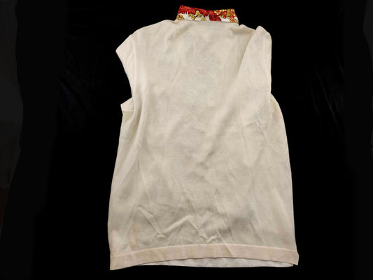 HERMES XL Cashmere and Silk Scarf Print Knit Polo Shirt, Long Sleeve