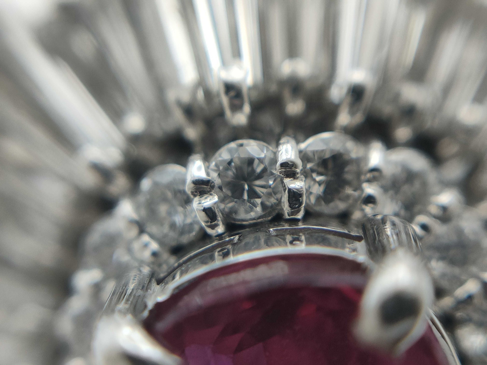 Ruby Diamond 147/167 Engraved Pt900 10.7g Ring