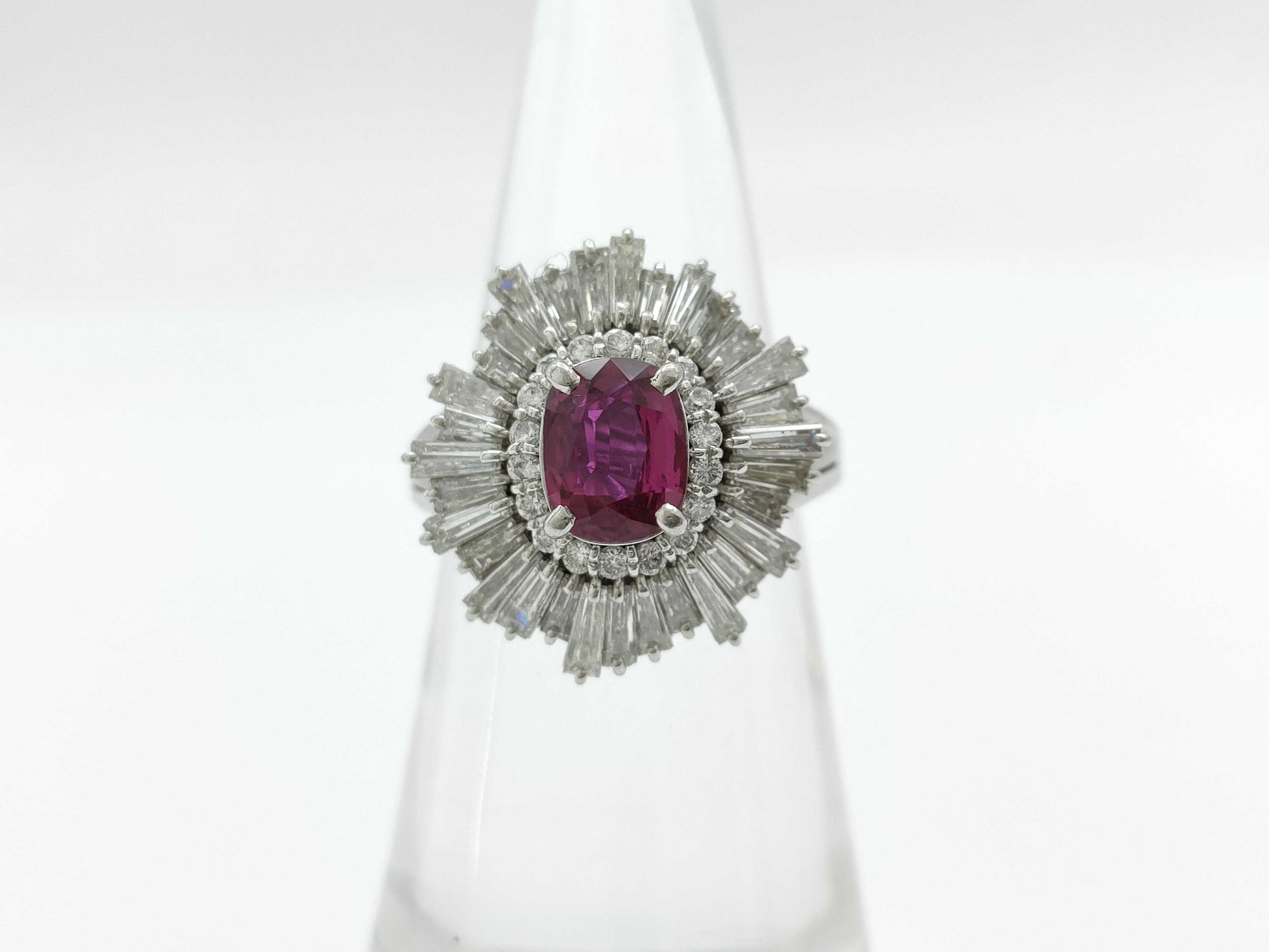 Ruby Diamond 147/167 Engraved Pt900 10.7g Ring