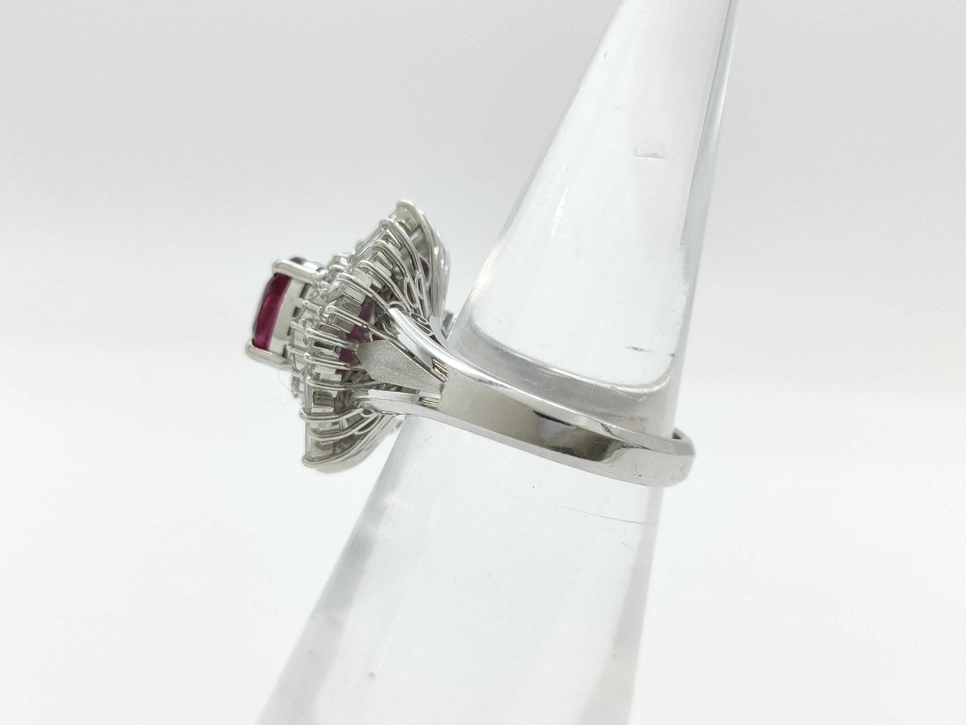 Ruby Diamond 147/167 Engraved Pt900 10.7g Ring
