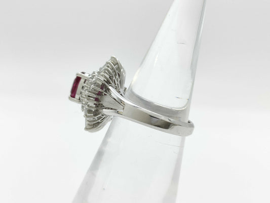 Ruby Diamond 147/167 Engraved Pt900 10.7g Ring